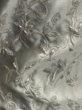 Ivory Beaded Embroidered Satin - P469