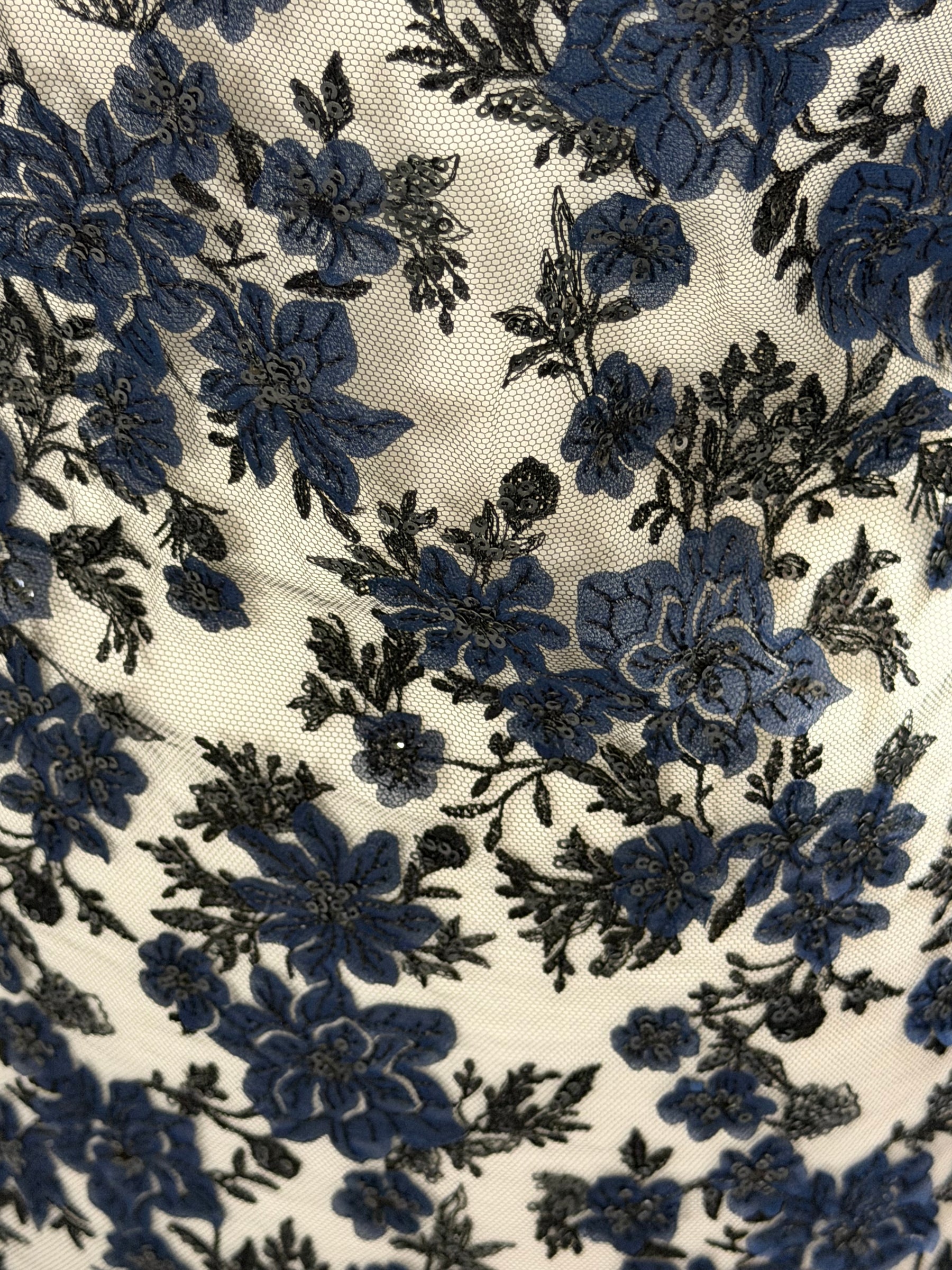 Dentelle brodée bleu marine et noire - EB3053