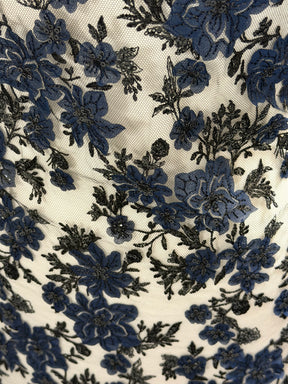 Dentelle brodée bleu marine et noire - EB3053