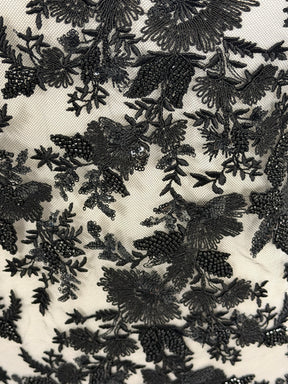 Tulle noir brodé de perles - EB1095