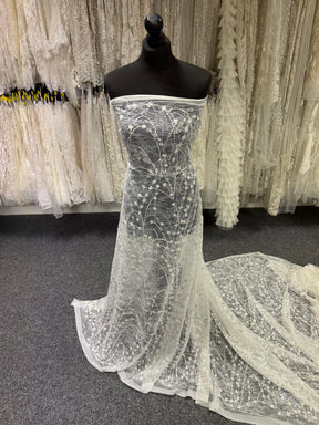 Tulle brodé ivoire à sequins - LB1002
