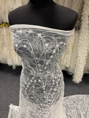 Tulle brodé ivoire à sequins - LB1002