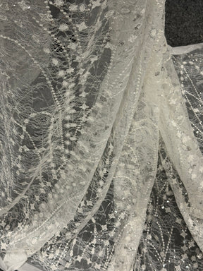 Tulle brodé ivoire à sequins - LB1002