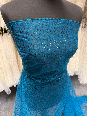 Tulle à sequins brodé turquoise – EB3001