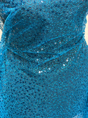 Tulle à sequins brodé turquoise – EB3001