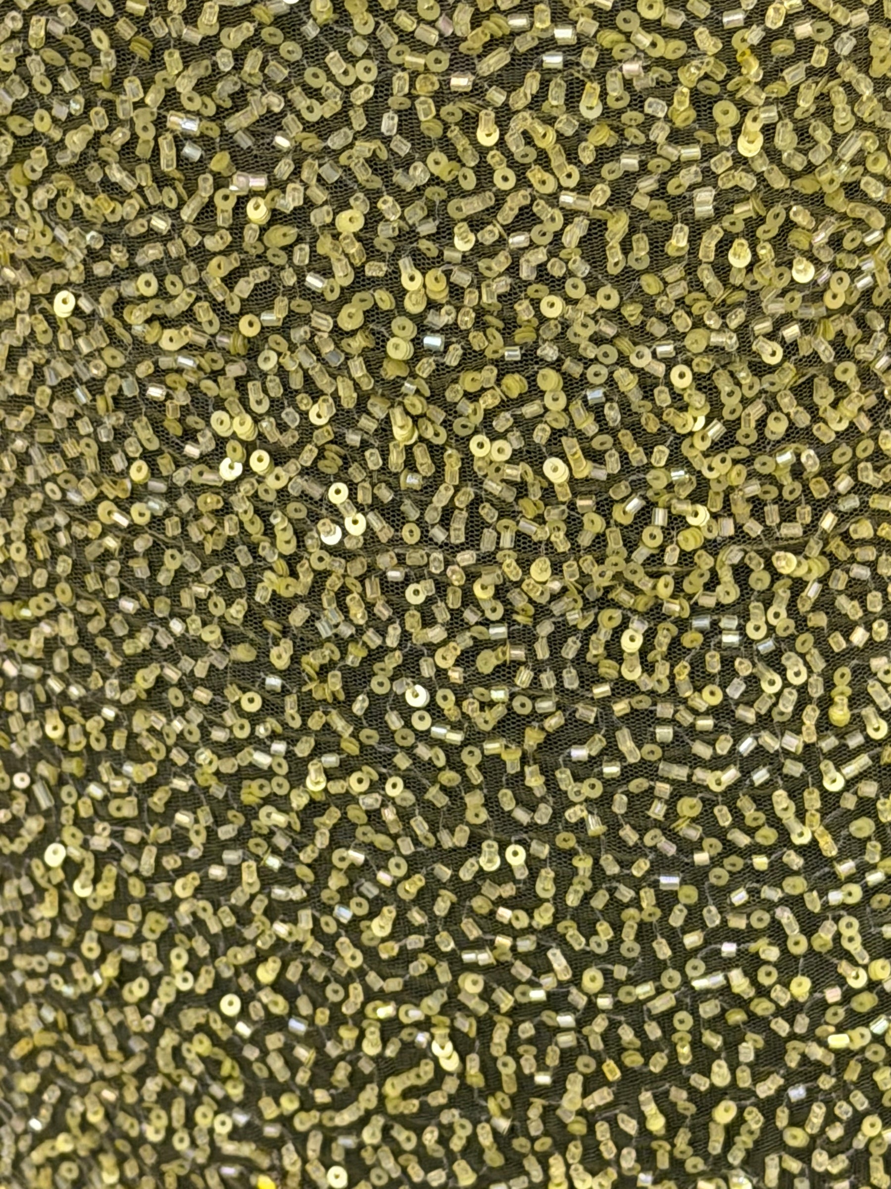 Tulle brodé de perles vert citron - EB1012