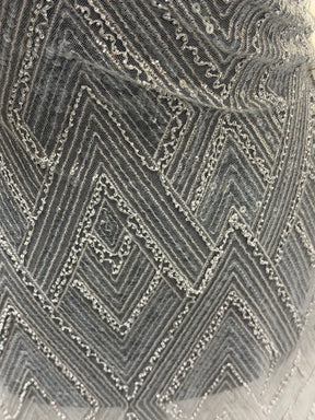 Tulle gris clair brodé de perles - EB1046