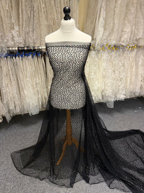 Dentelle brodée de sequins noirs - EB3029