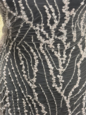 Tulle rose pâle brodé de perles - EB1018