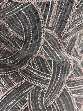 Tulle brodé de perles lavande - EB1056