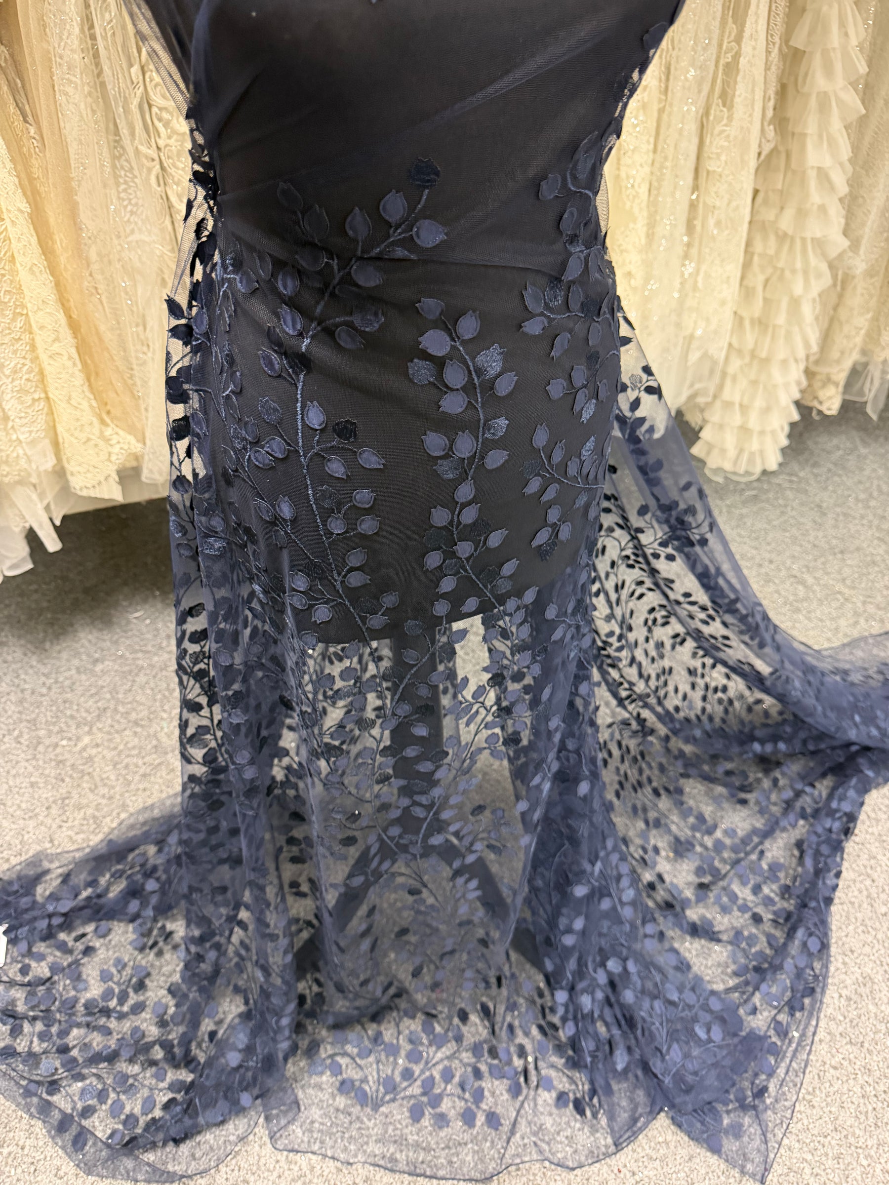 Dentelle brodée 3D marine - EB5034