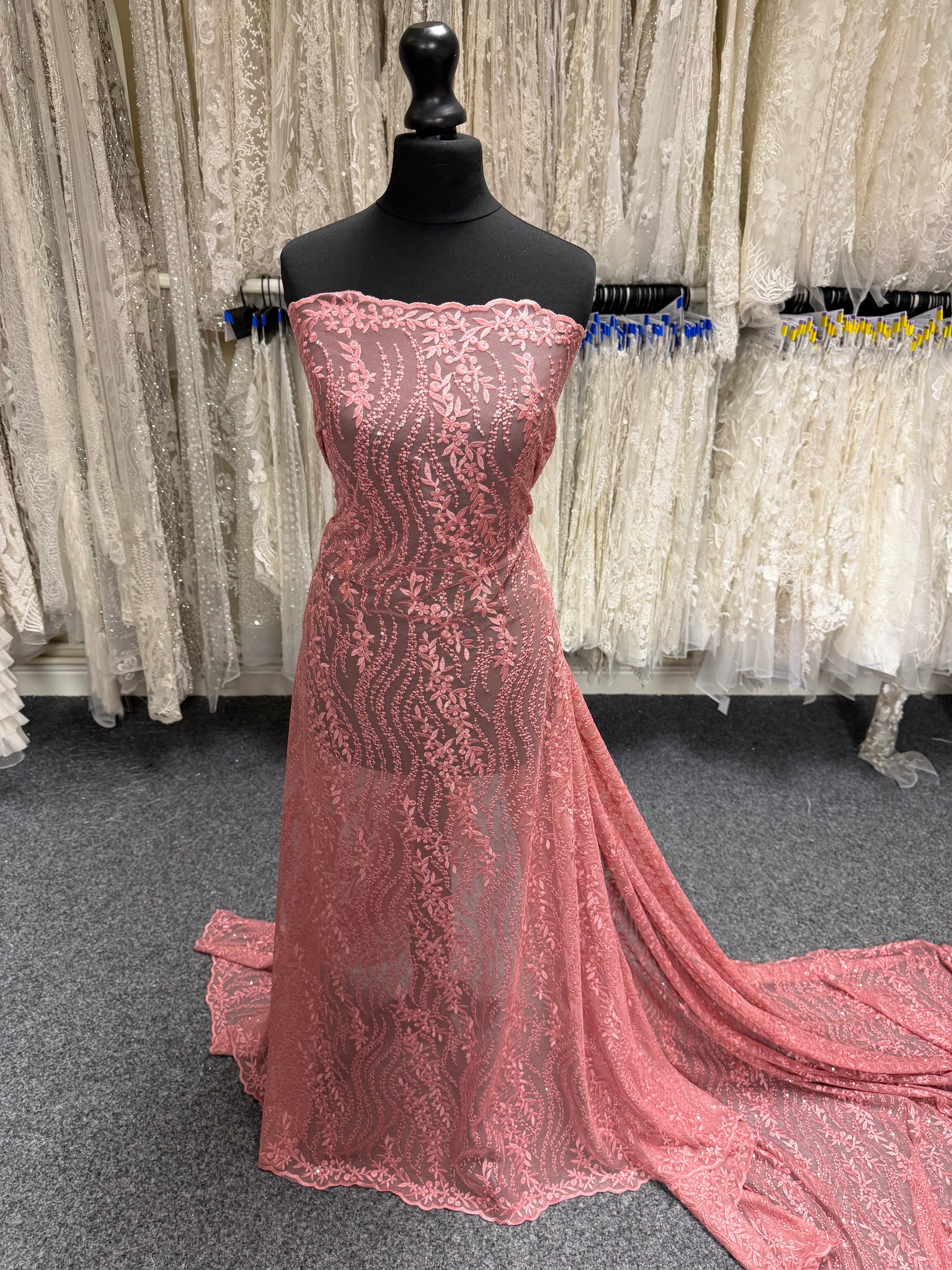Dentelle à paillettes roses - EB3051