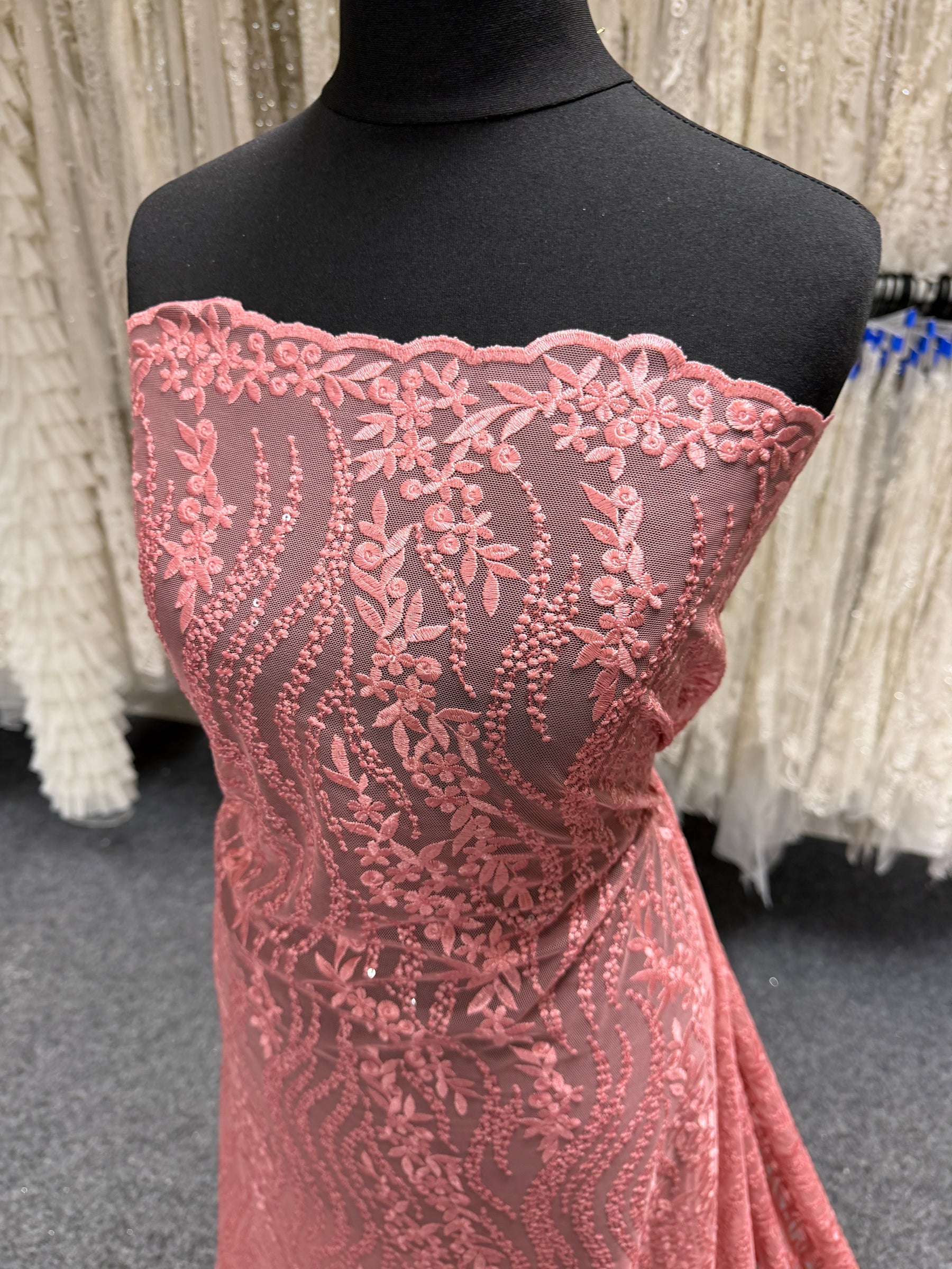 Dentelle à paillettes roses - EB3051