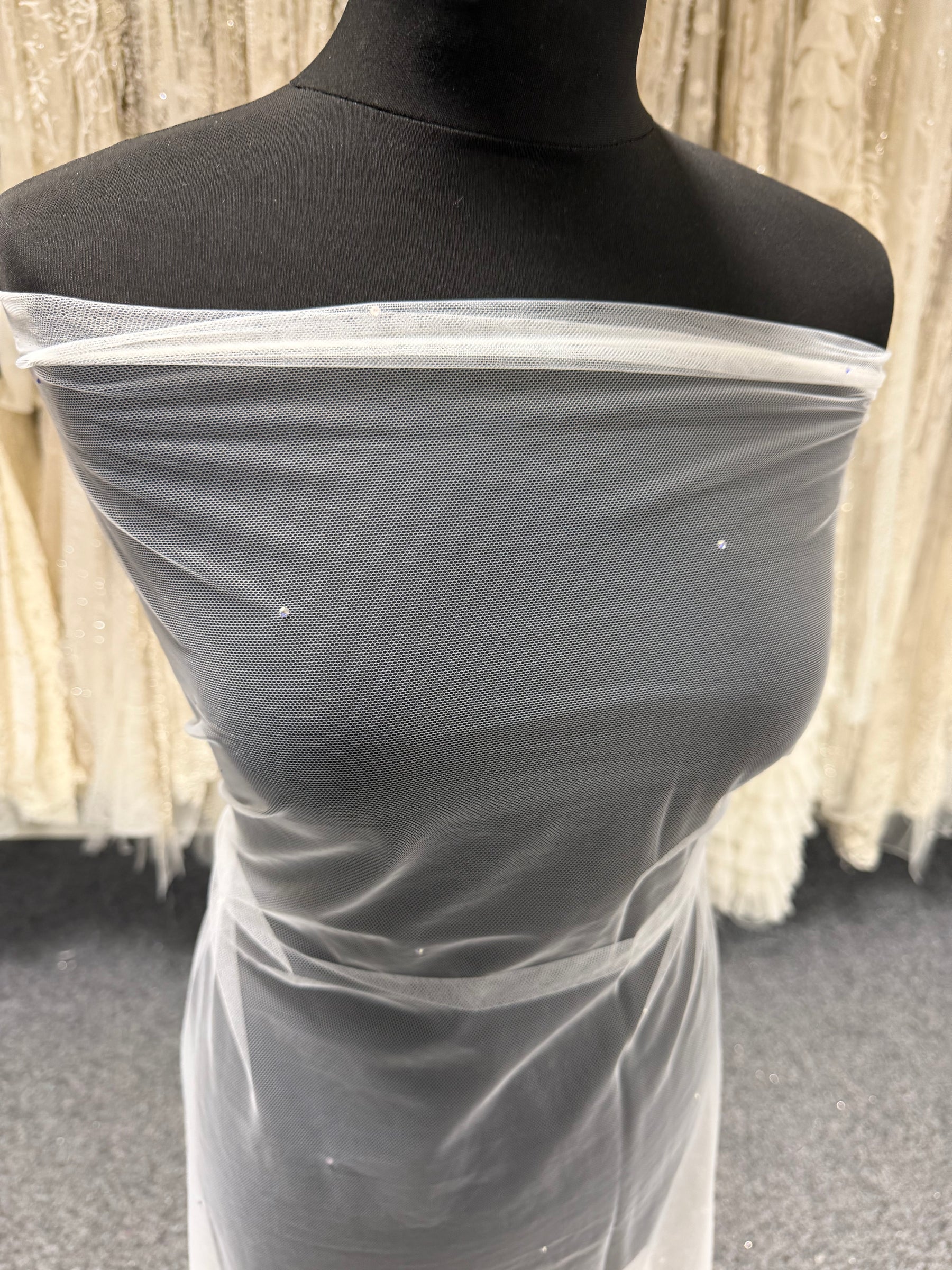 Tulle Écologique Ivoire avec Cristaux - EU1001