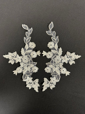 Appliques en dentelle perlée ivoire - MT4004