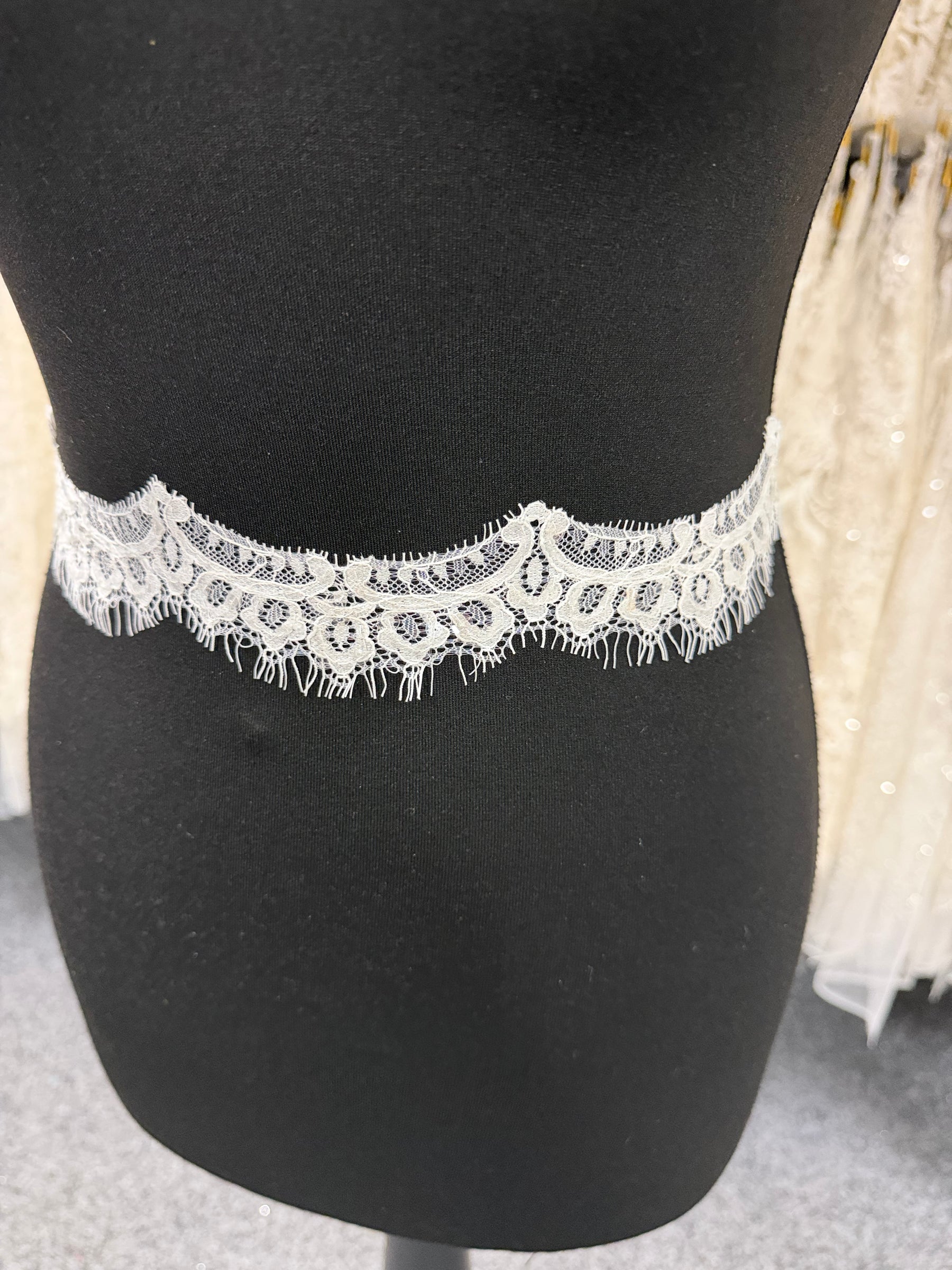 Bordure en dentelle à paillettes ivoire - T573
