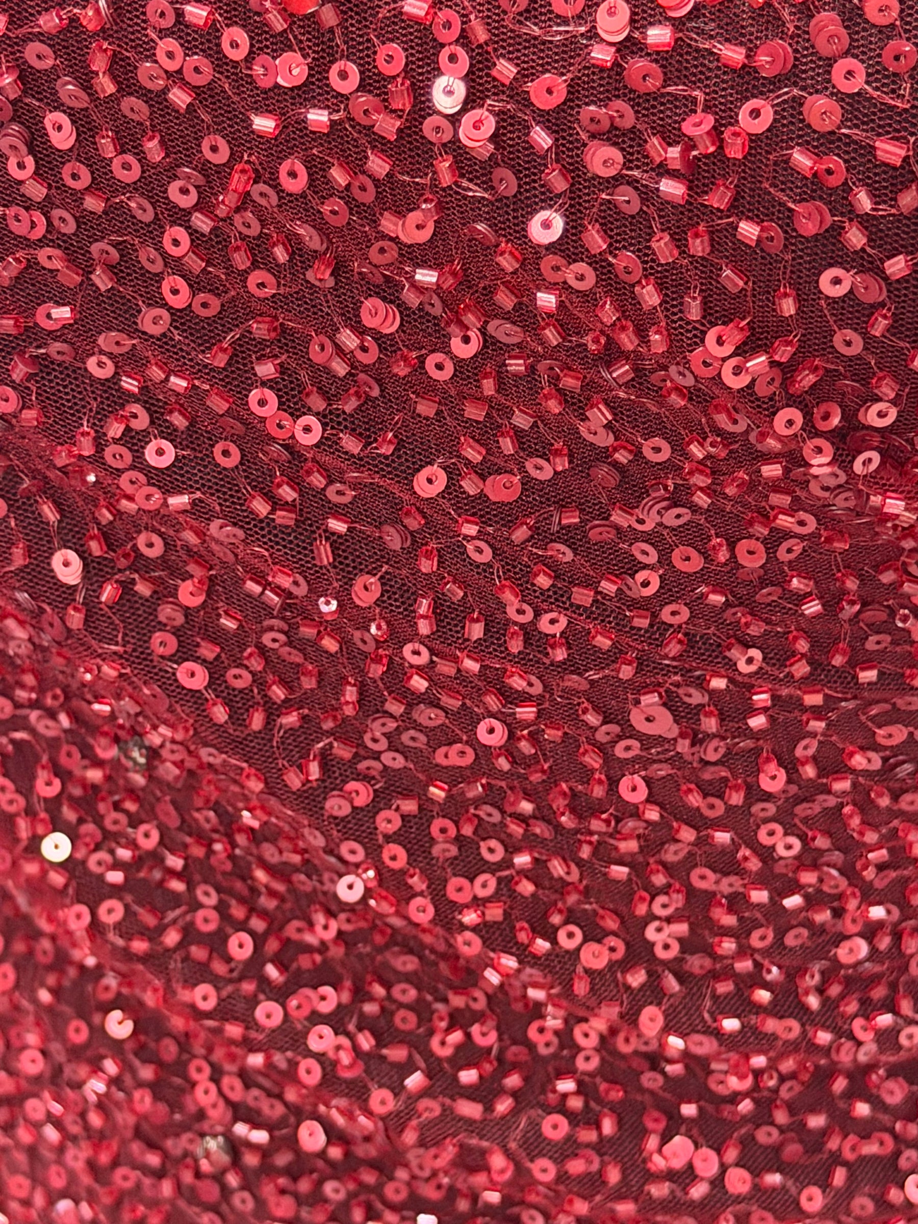 Tulle brodé de perles couleur vin - EB1012