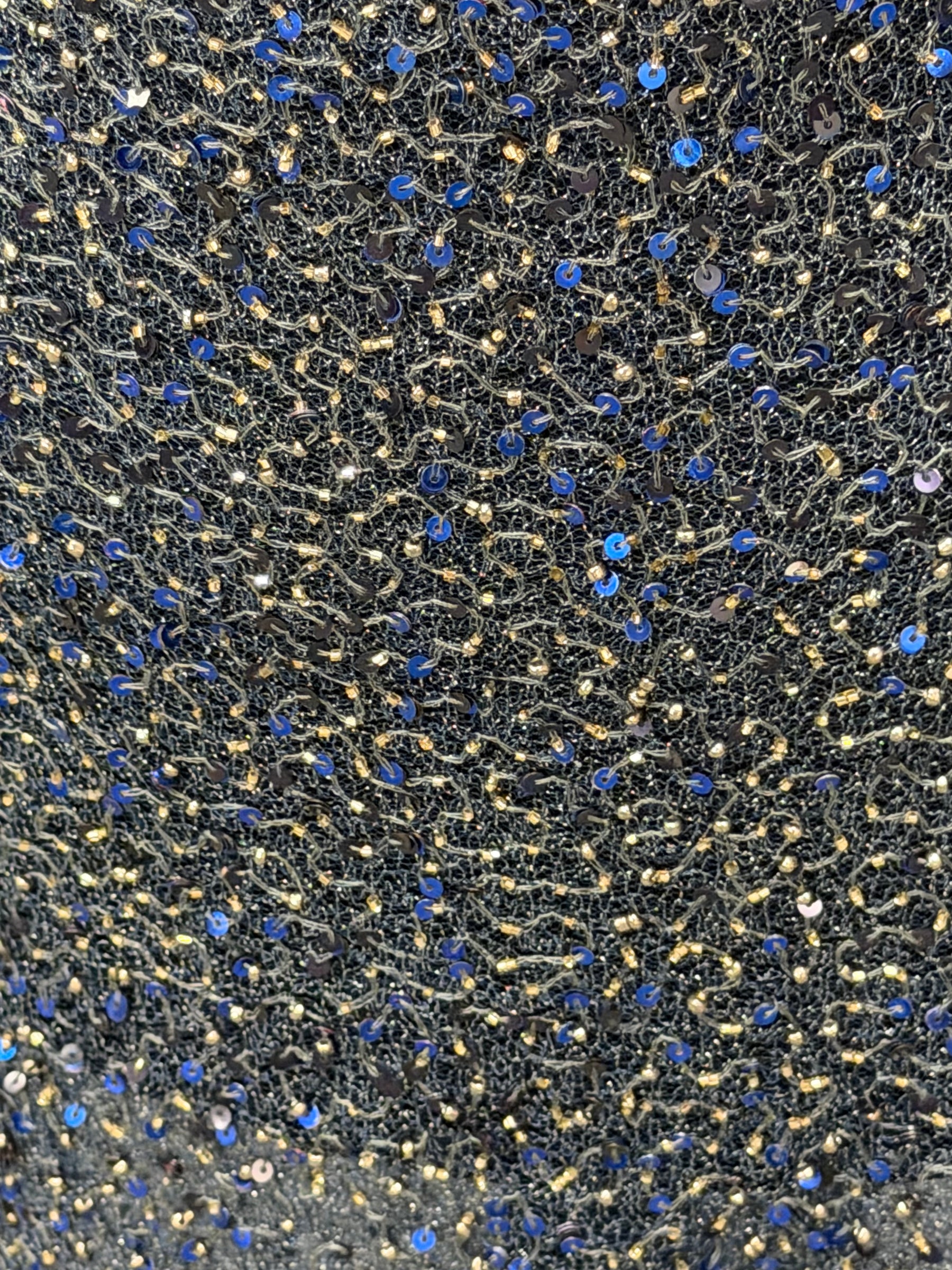 Tulle brodé de perles bleu marine - EB1011