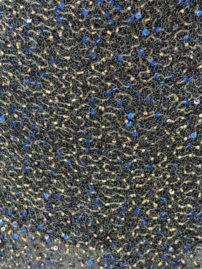 Tulle brodé de perles bleu marine - EB1011