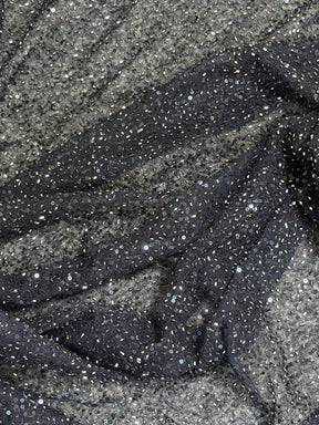 Tulle brodé de perles bleu marine - EB1012