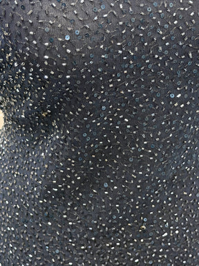 Tulle brodé de perles bleu marine - EB1012
