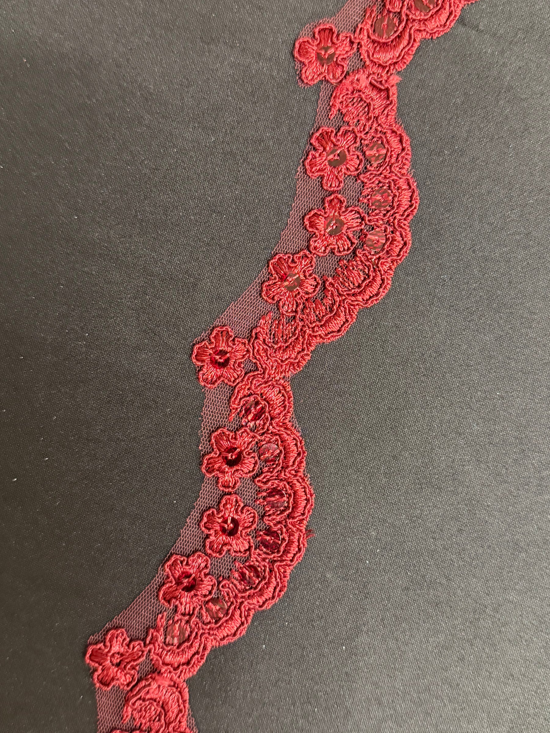 Bordure à sequins cordonnés lie-de-vin - T713