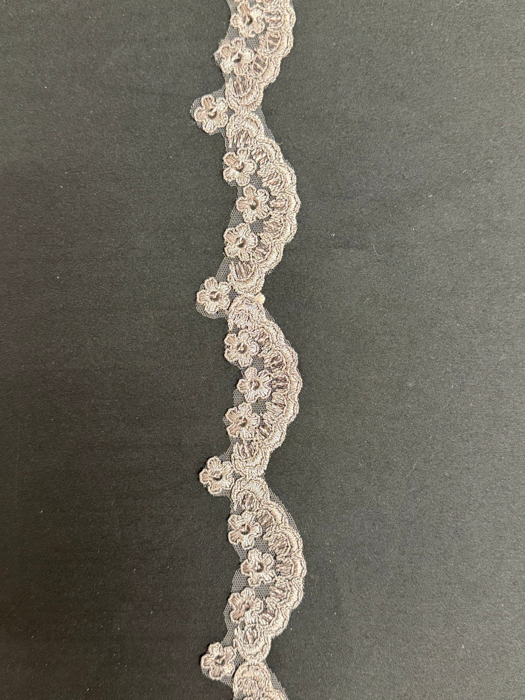Bordure à paillettes cordée taupe - T713
