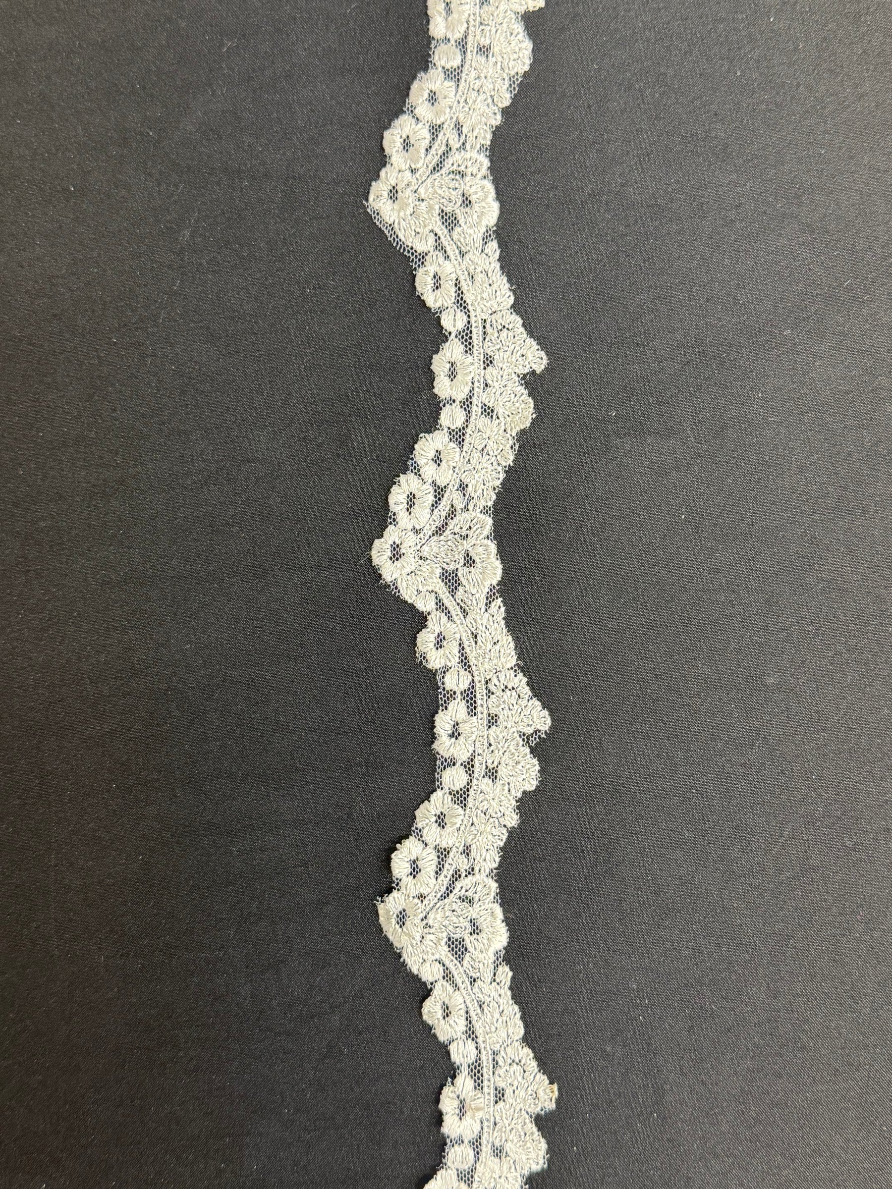 Garniture en dentelle brodée blanche - T744