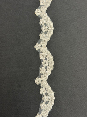 Bordure à paillettes argentée sur cordon - T713