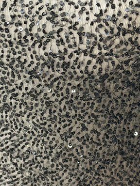 Tulle noir brodé de perles - EB1012
