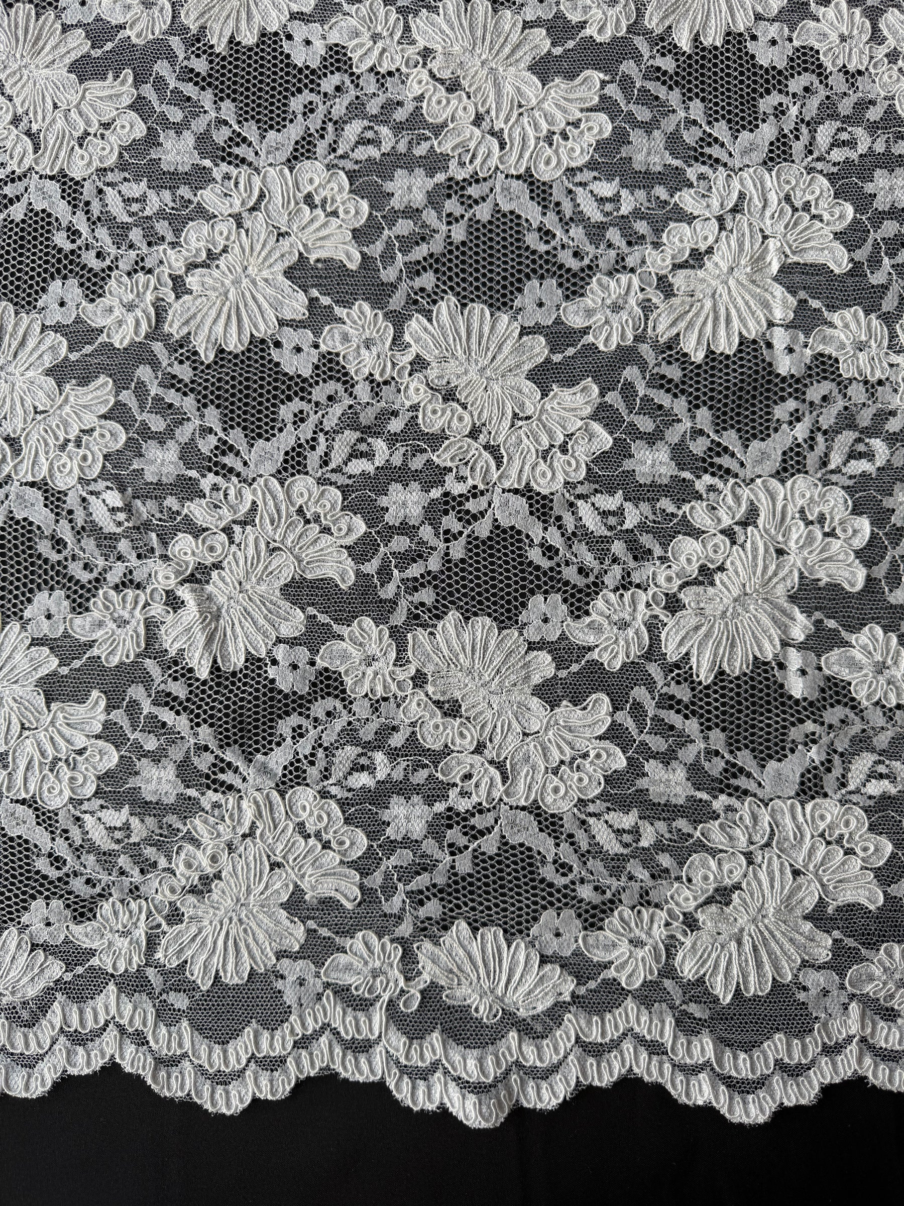 Dentelle de mariage ivoire pâle à cordon - P379