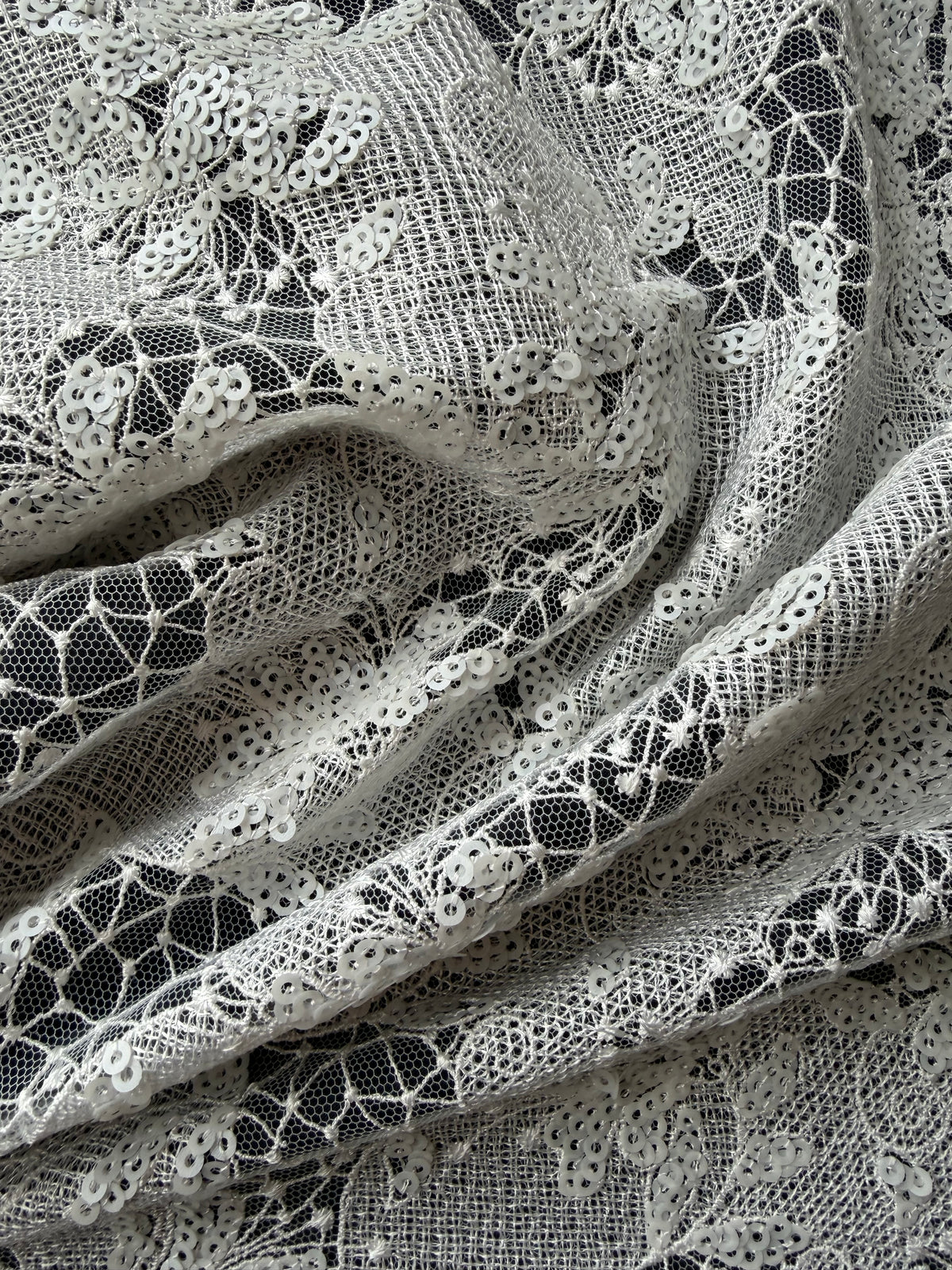 Dentelle brodée de sequins ivoire - EB3038
