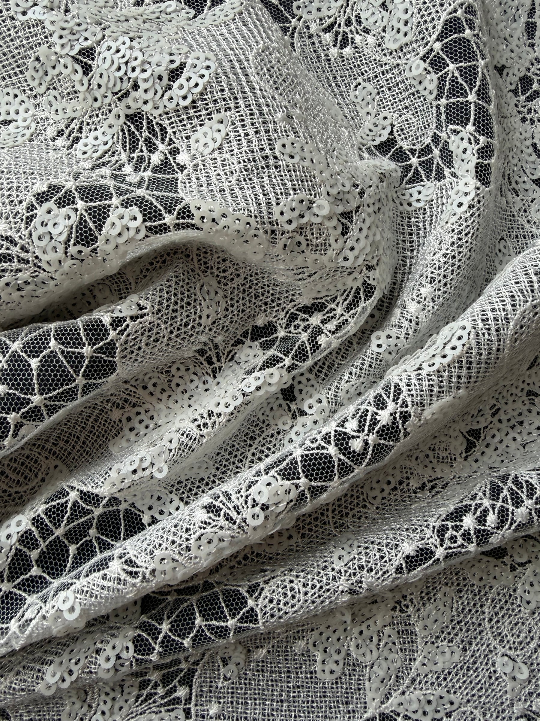 Dentelle brodée de sequins ivoire - EB3038