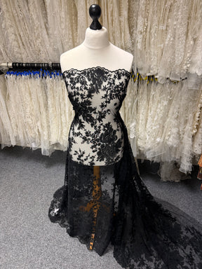 Dentelle florale à paillettes noires - EB3018