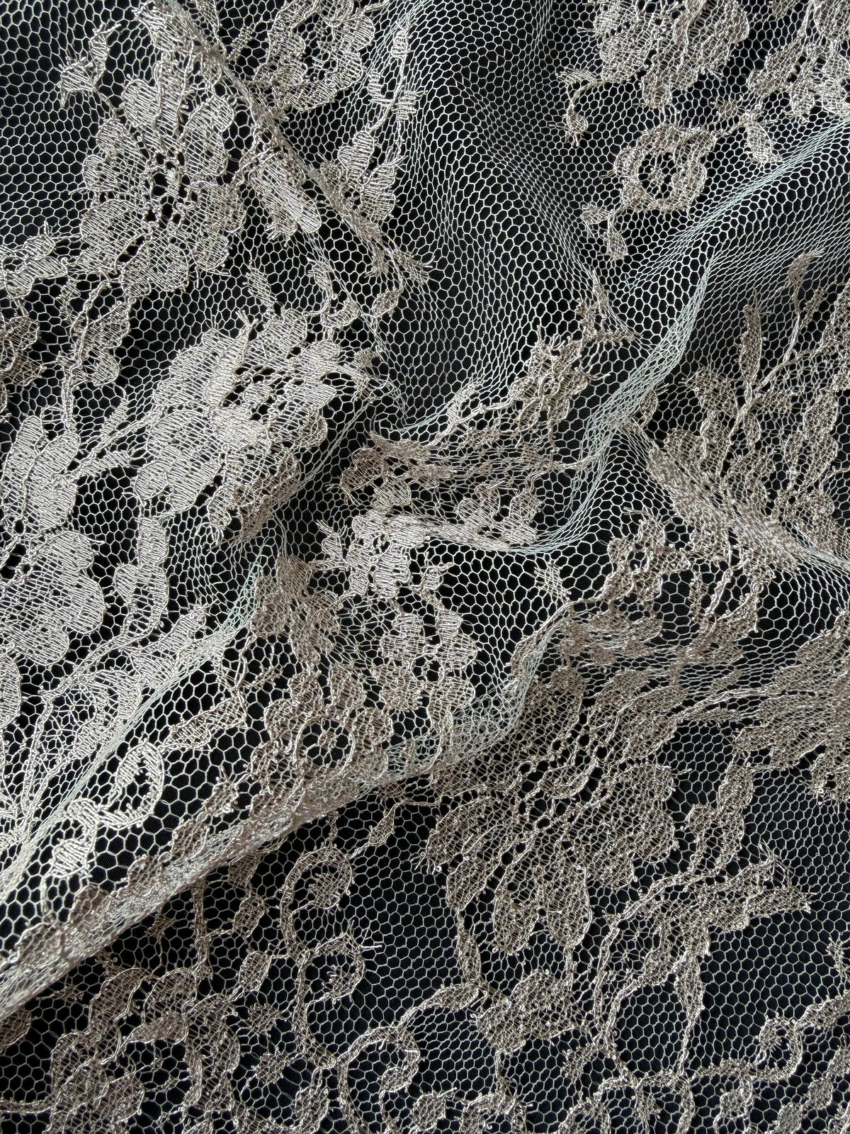 Dentelle Métallisée Française Rose Poudré - LA2003