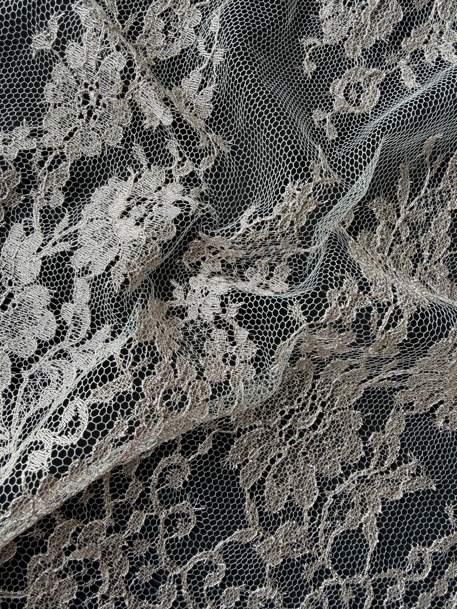 Dentelle Métallisée Française Rose Poudré - LA2003