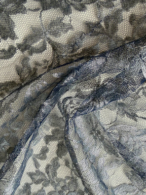 Bleu marine avec dentelle française argentée - LA2002