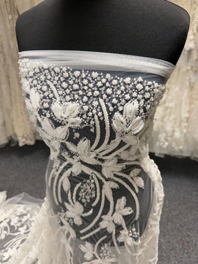 Ivory 3D Beaded Embroidered Lace - Johari