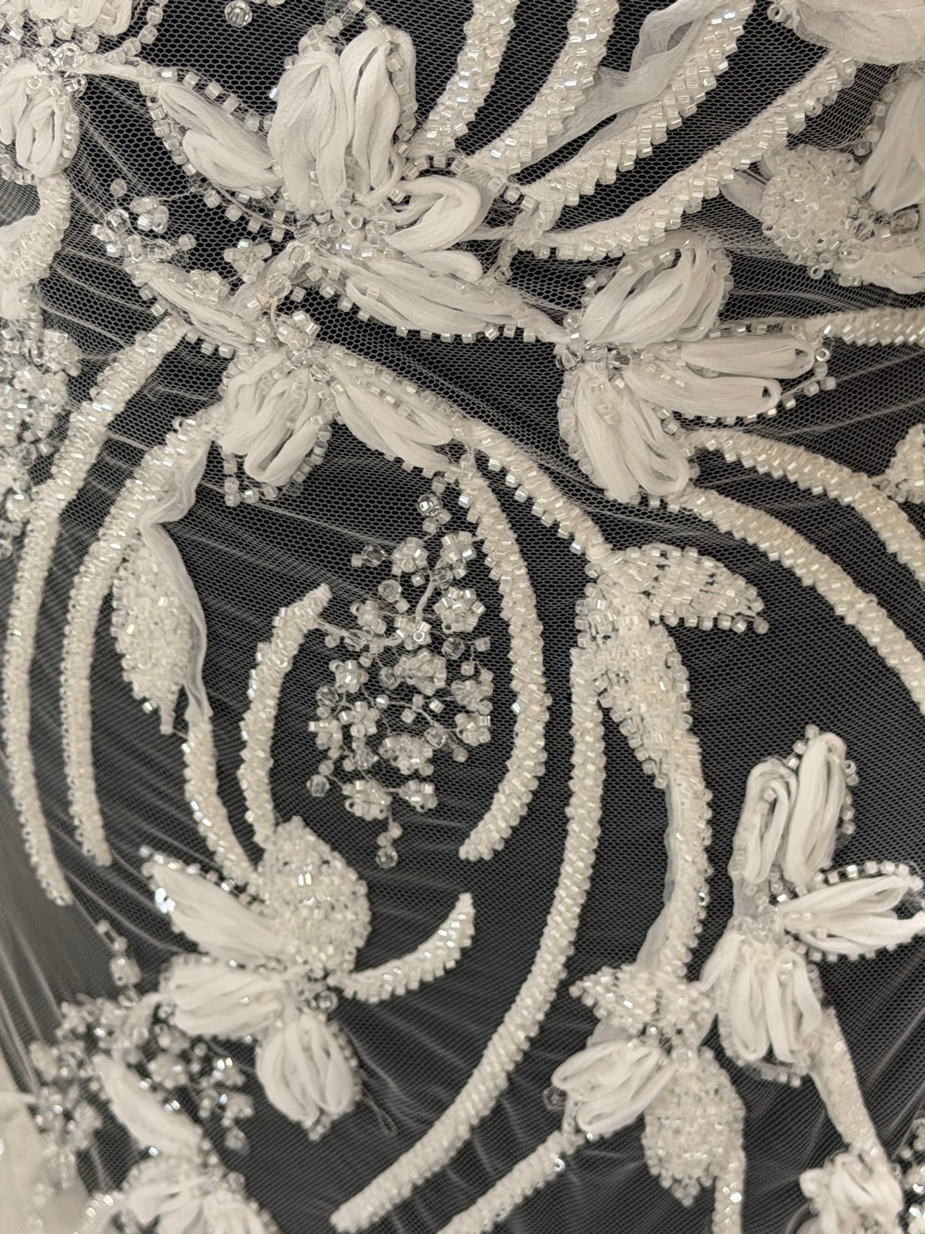 Ivory 3D Beaded Embroidered Lace - Johari