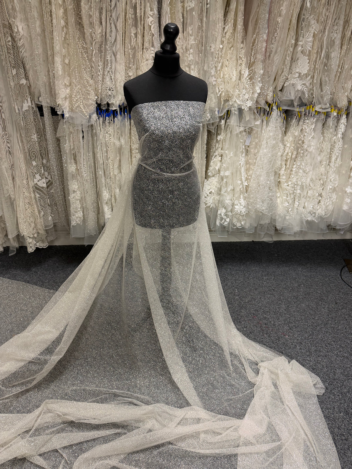 Tulle pailleté ivoire - TU0066