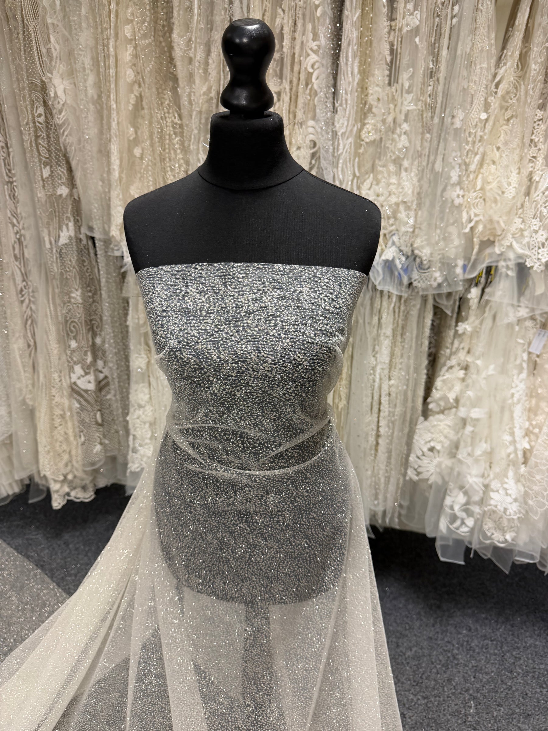 Tulle pailleté ivoire - TU0066