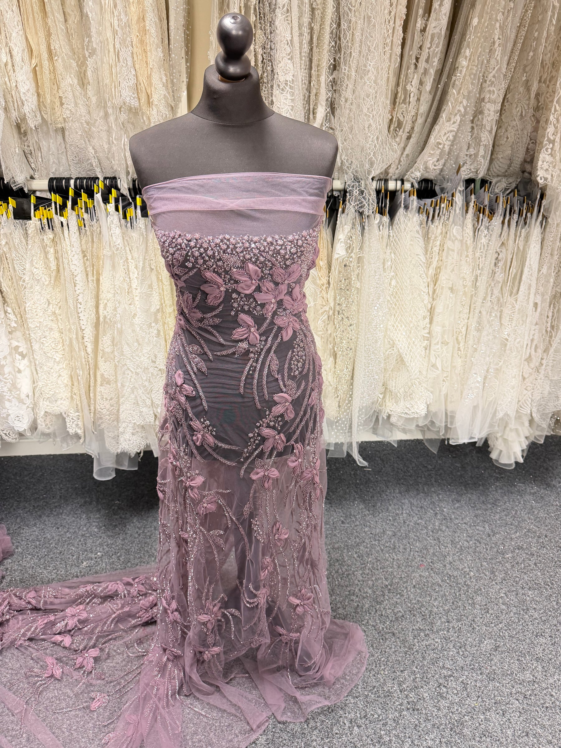 Dentelle Brodé Perles 3D Violette - Johari