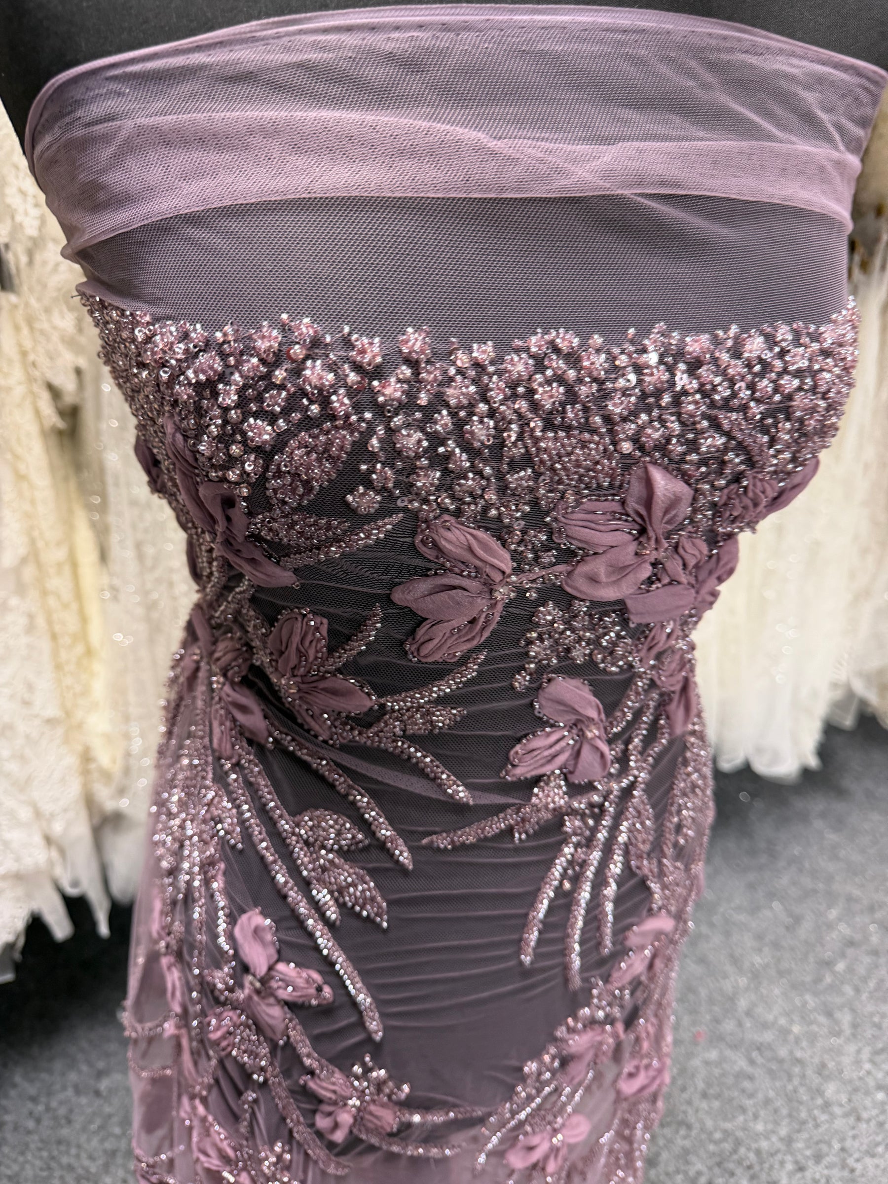 Dentelle Brodé Perles 3D Violette - Johari