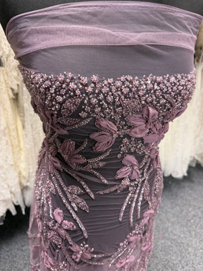 Dentelle Brodé Perles 3D Violette - Johari