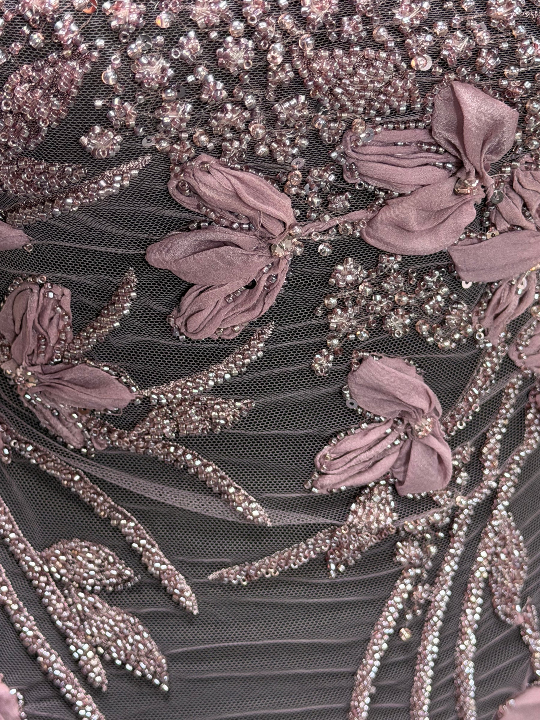 Dentelle Brodé Perles 3D Violette - Johari