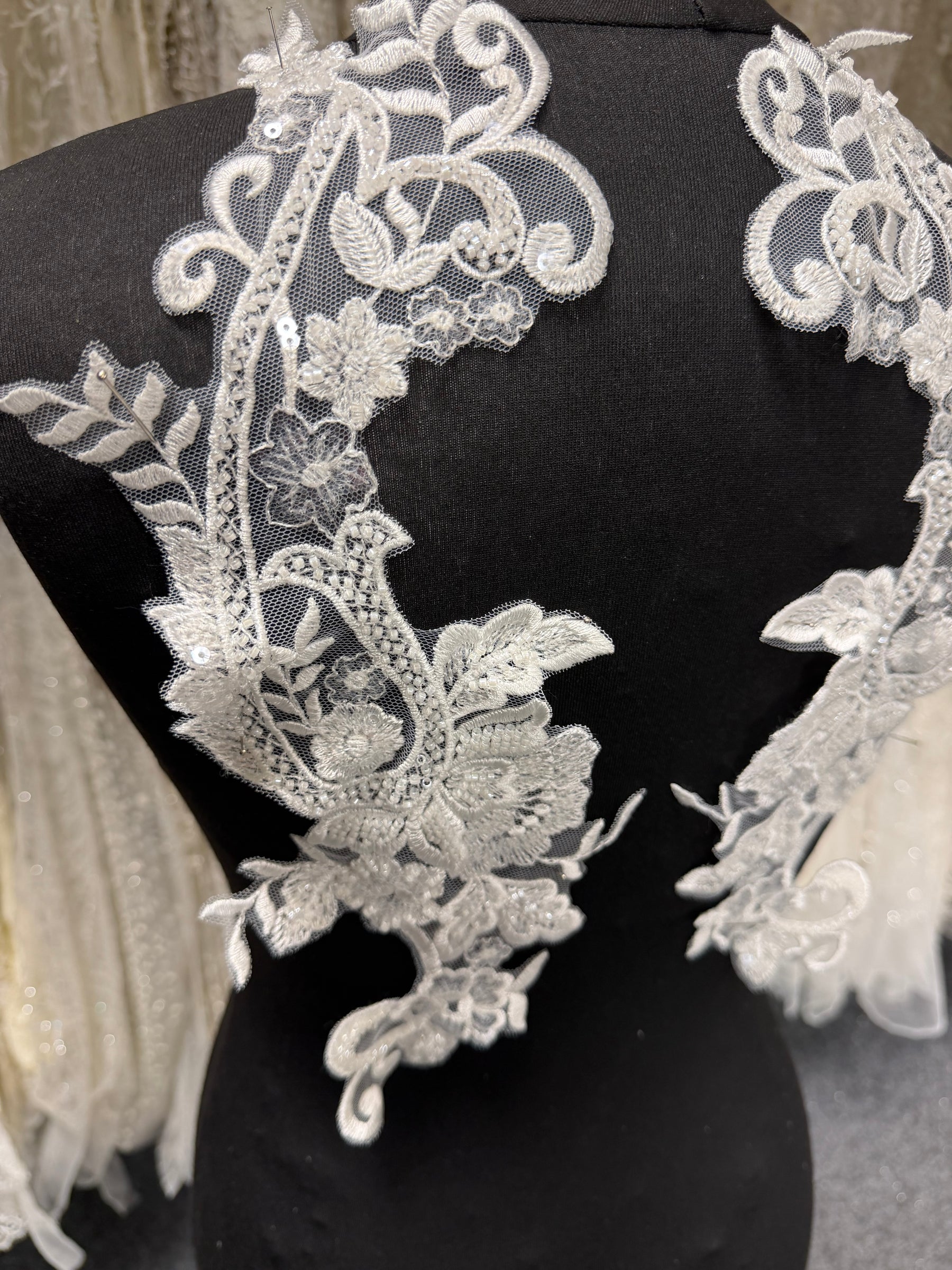 Ivory Beaded Lace Appliques - T892