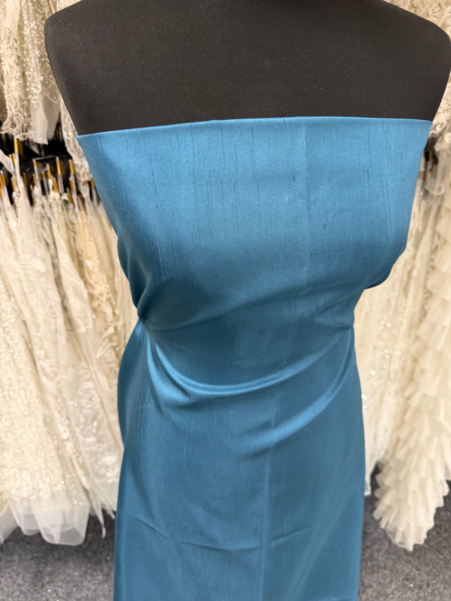 Dupion en satin de polyester bleu sarcelle - Clarté (P967)