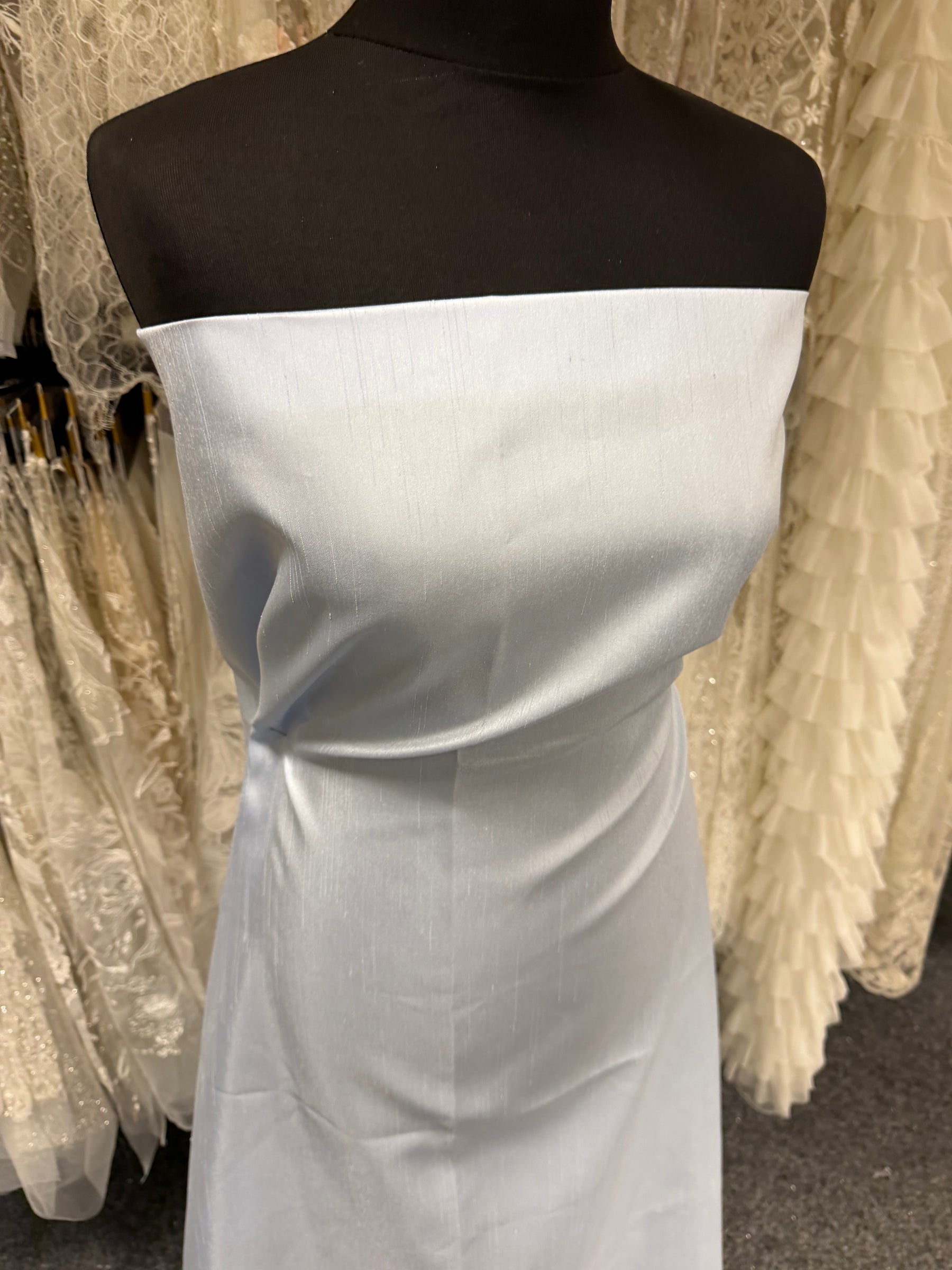 Dupion en polyester bleu glacier avec envers en satin - Clarté (P967)