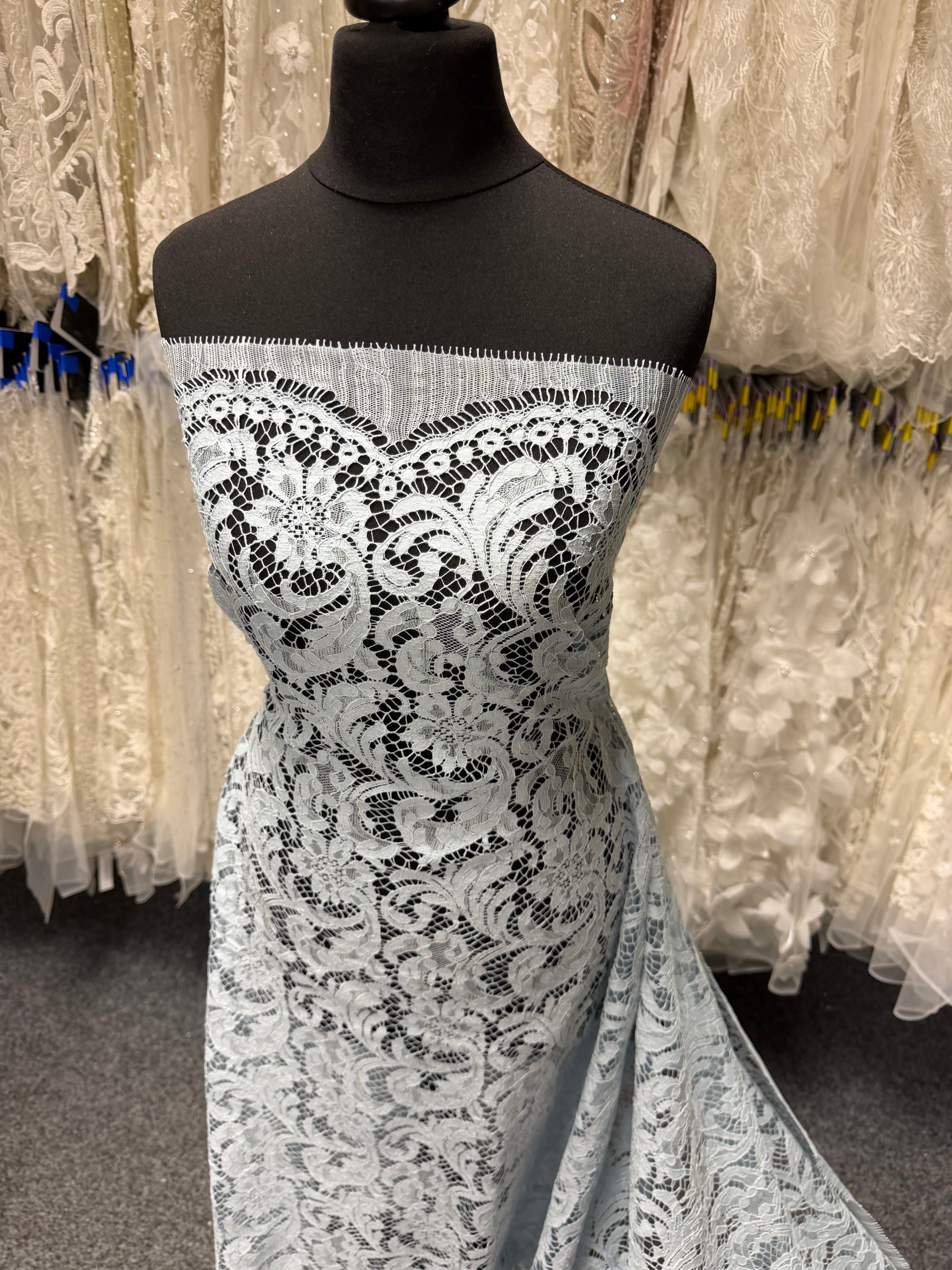 Dentelle Cordonnée Française Écologique Bleu Poudré - LA4007
