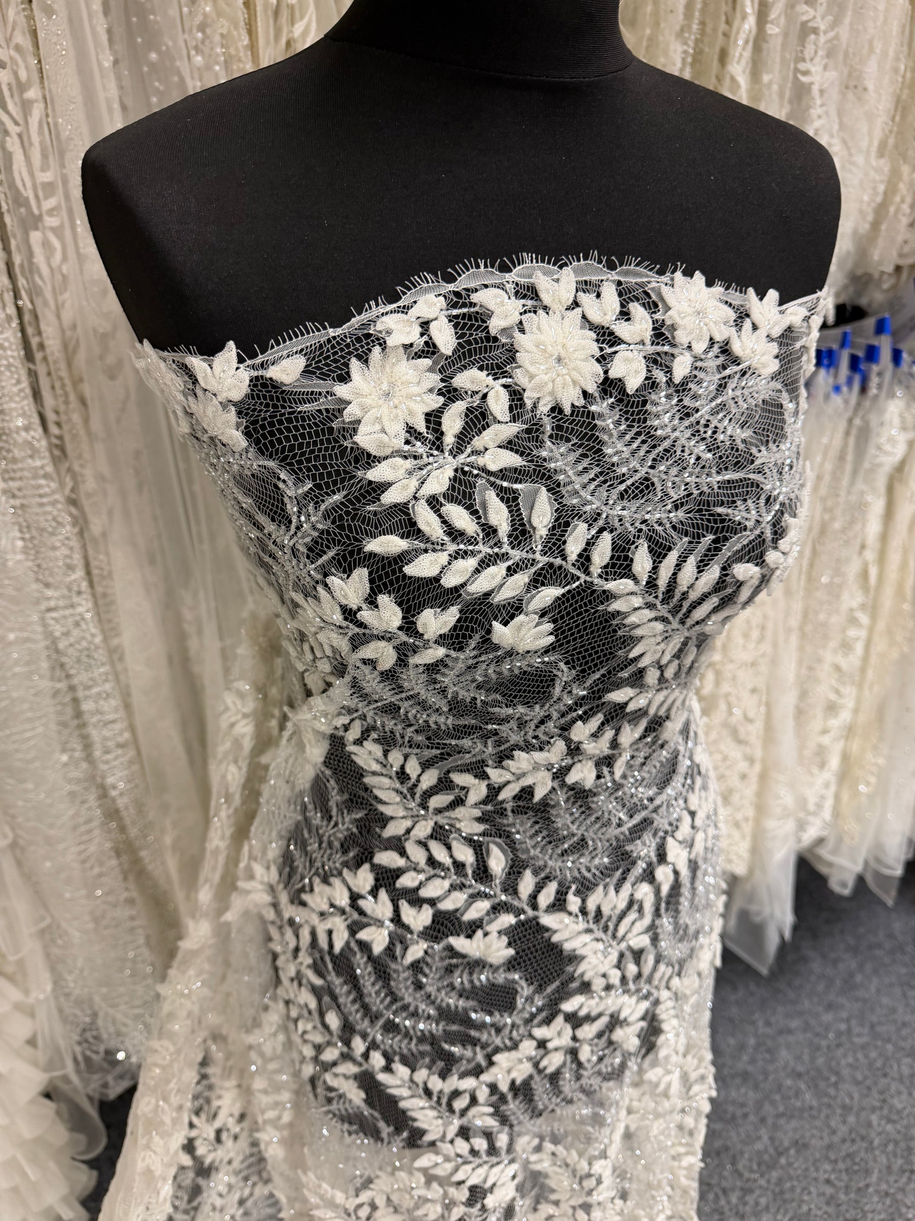 Ivory 3D & Beaded Chantilly Lace - P239